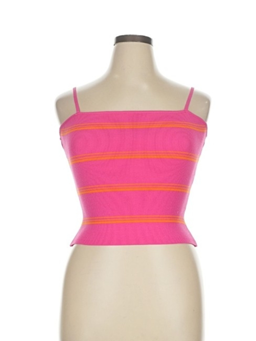 Say What? Hot Pink Ribbed Camisole with Orange Stripe Detail